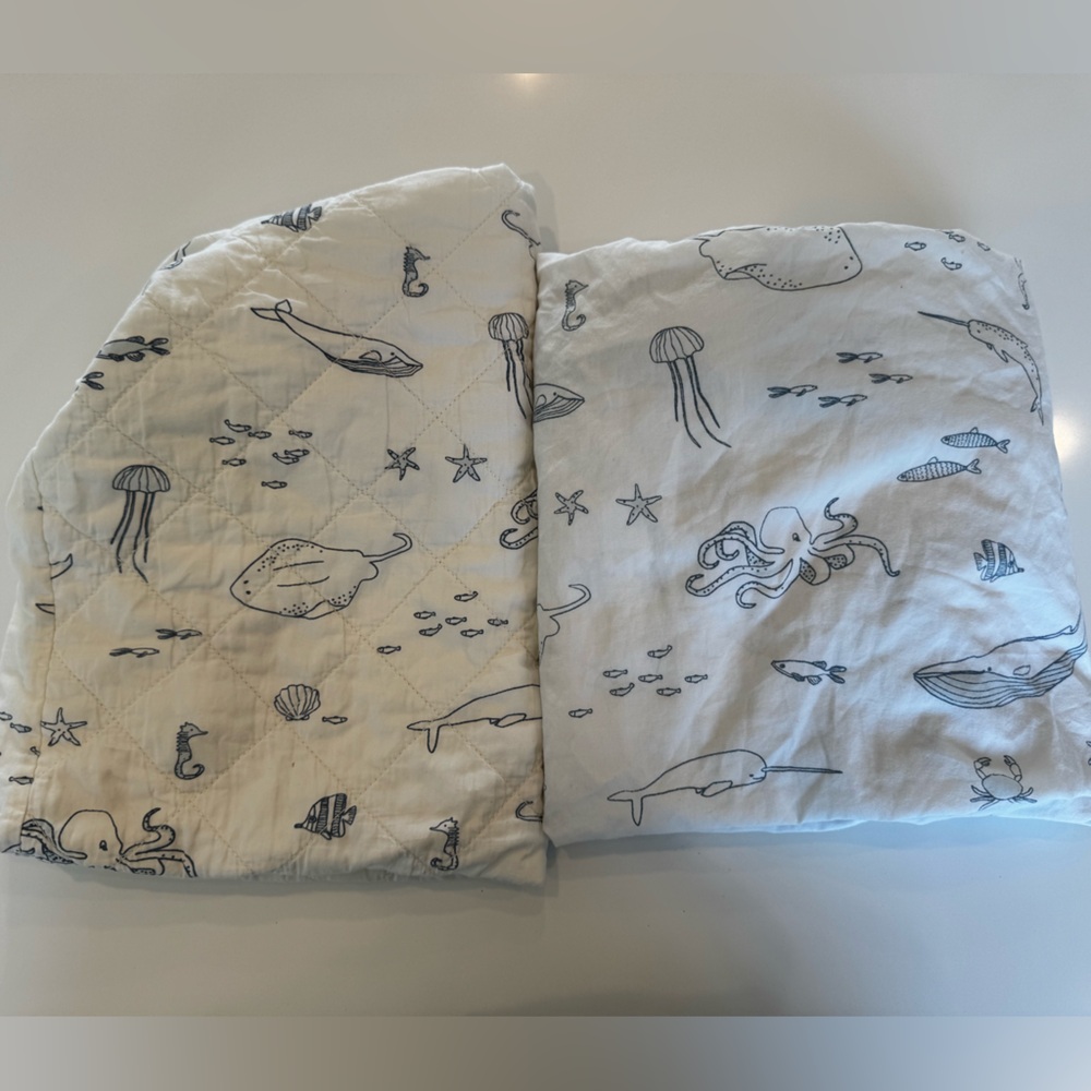 Pehr life aquatic organic cotton crib sheet and discontinued changing pad cover